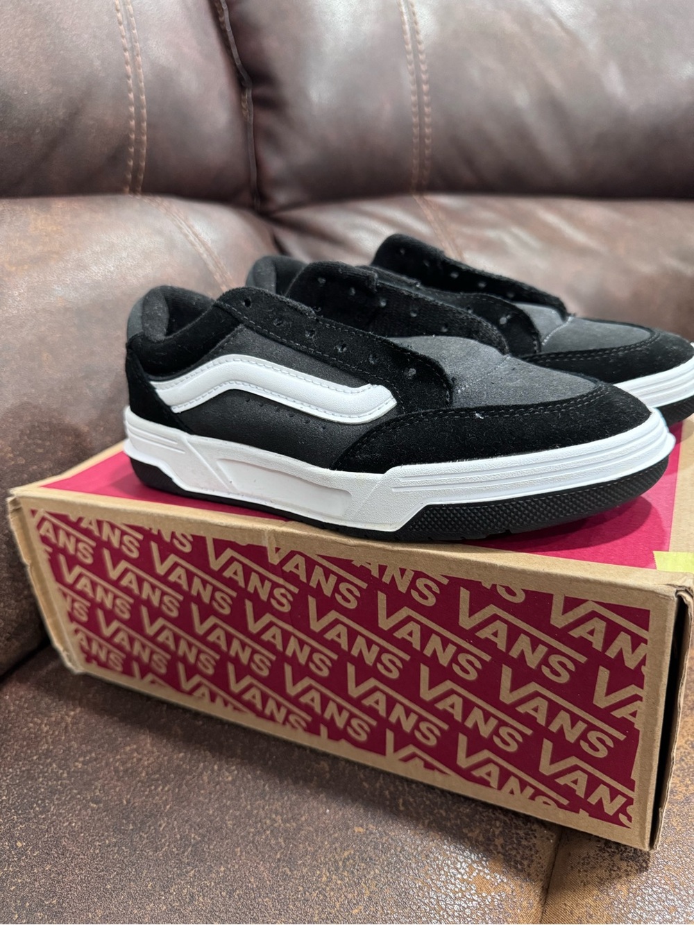 Vans Hylane Kids Black and White Low-Top Skate Sneakers